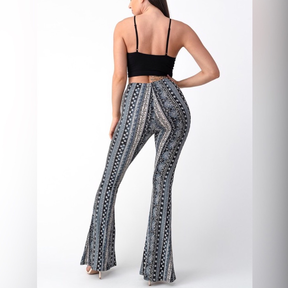 New Tribal Print Bell Bottom Flare Stretch Pants - Picture 10 of 12